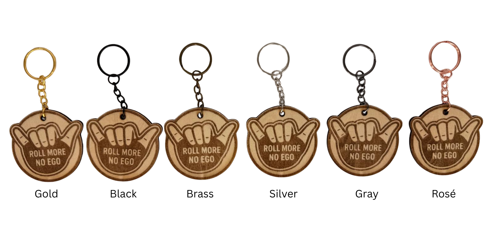 Roll More No Ego – Personalized Laser Engraved Jiu Jitsu Keychain | Durable, Lightweight, Gift for Grapplers