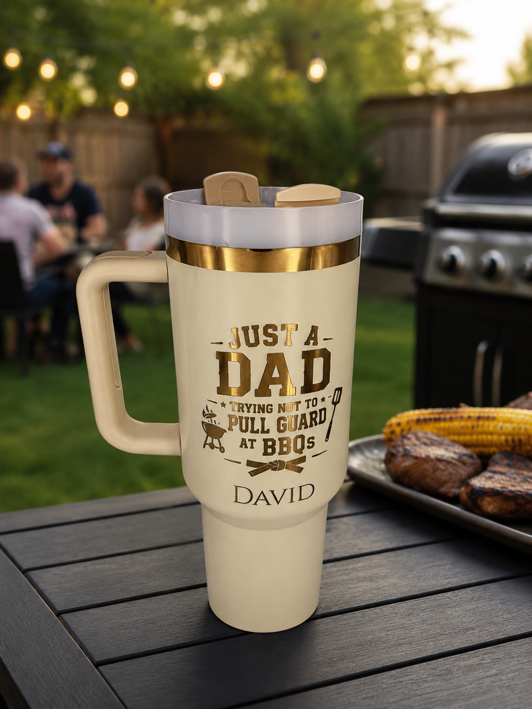 BJJ Dad - Not trying to pull guard – Personalized Laser Engraved BJJ Tumbler