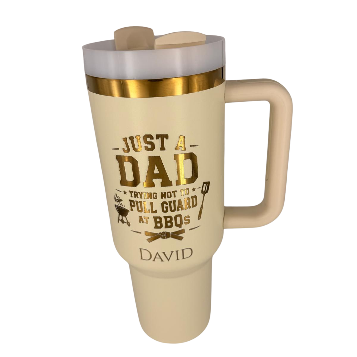 BJJ Dad - Not trying to pull guard – Personalized Laser Engraved BJJ Tumbler