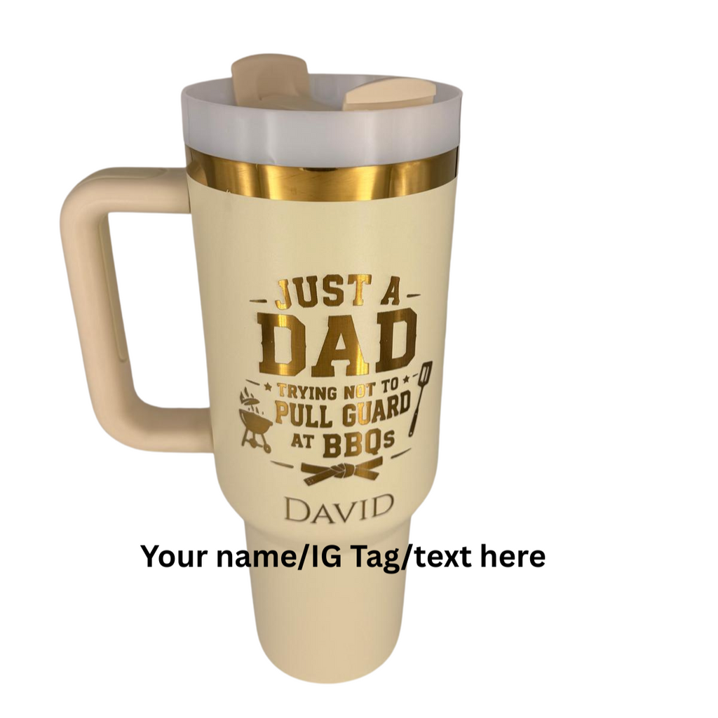 BJJ Dad - Not trying to pull guard – Personalized Laser Engraved BJJ Tumbler