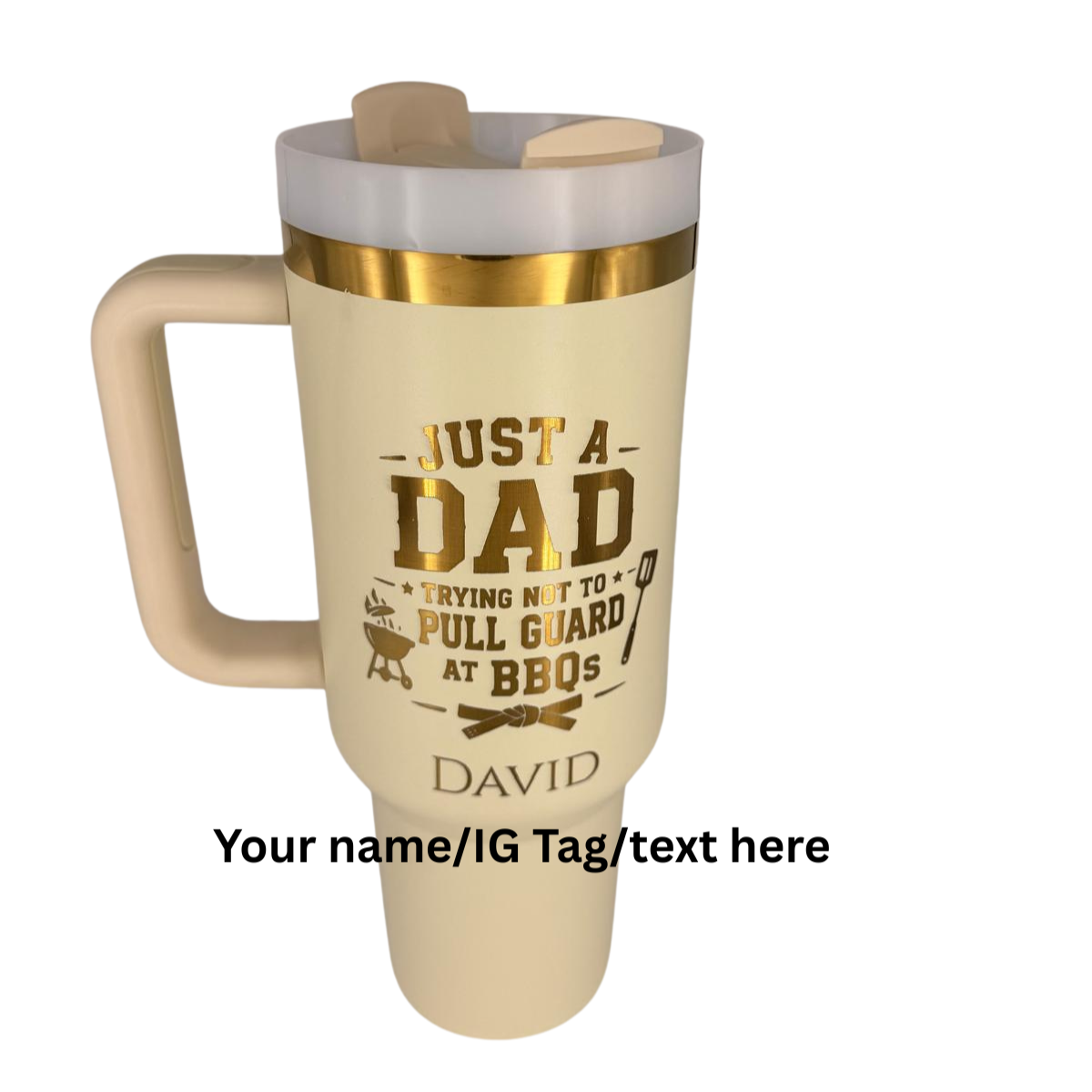 BJJ Dad - Not trying to pull guard – Personalized Laser Engraved BJJ Tumbler