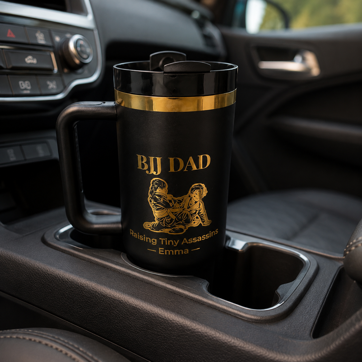 Personalized BJJ Dad Tumbler | Custom Kids Photo Engraved Tumbler – Personalized Laser Engraved BJJ Tumbler