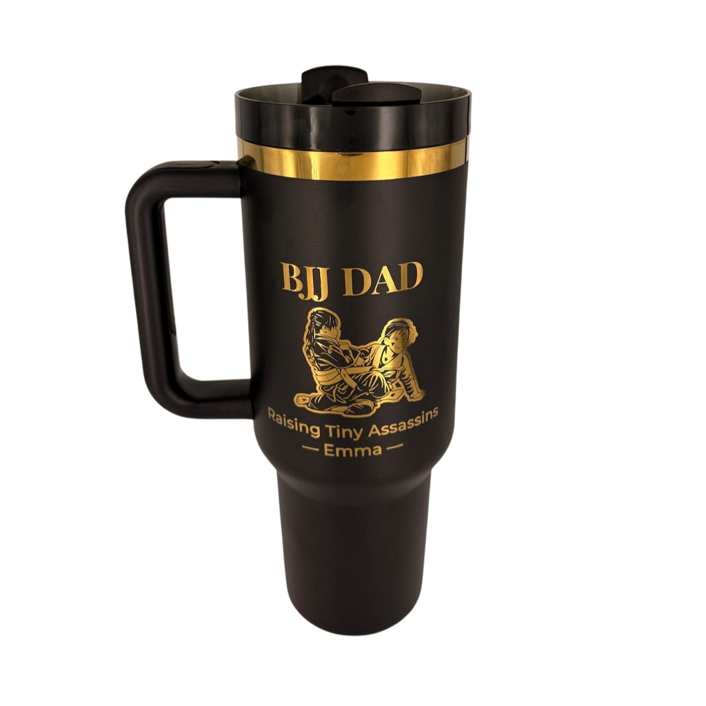 Personalized BJJ Dad Tumbler | Custom Kids Photo Engraved Tumbler – Personalized Laser Engraved BJJ Tumbler