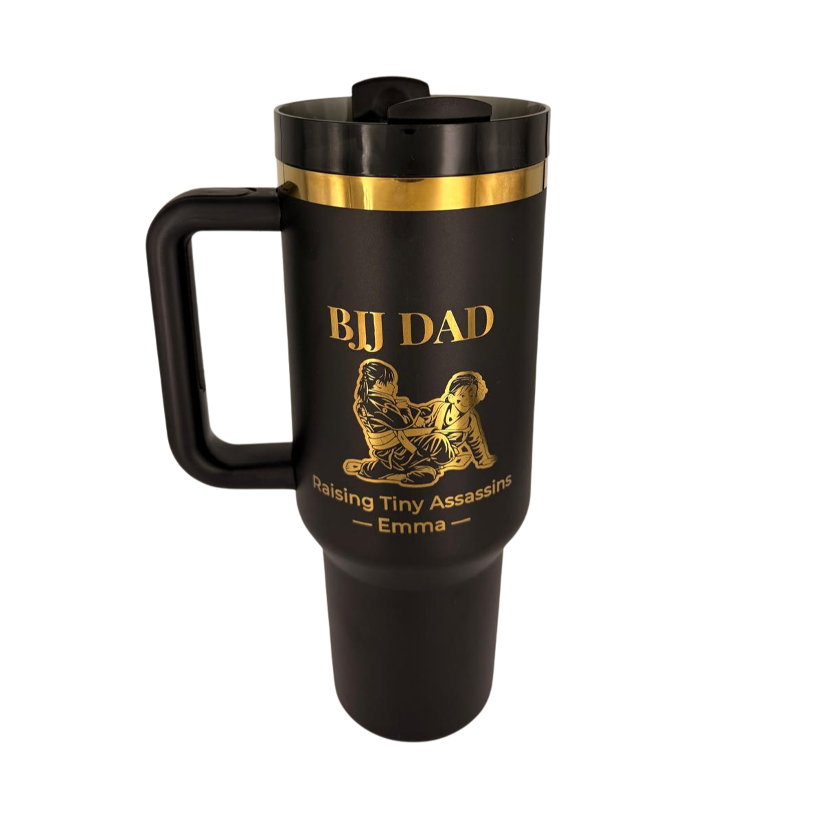 Personalized BJJ Dad Tumbler | Custom Kids Photo Engraved Tumbler – Personalized Laser Engraved BJJ Tumbler