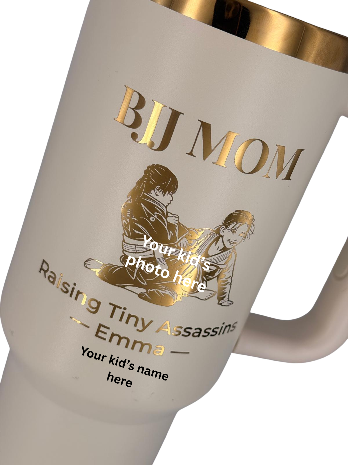 Personalized BJJ Mom Tumbler | Custom Kids Photo Engraved Tumbler – Personalized Laser Engraved BJJ Tumbler