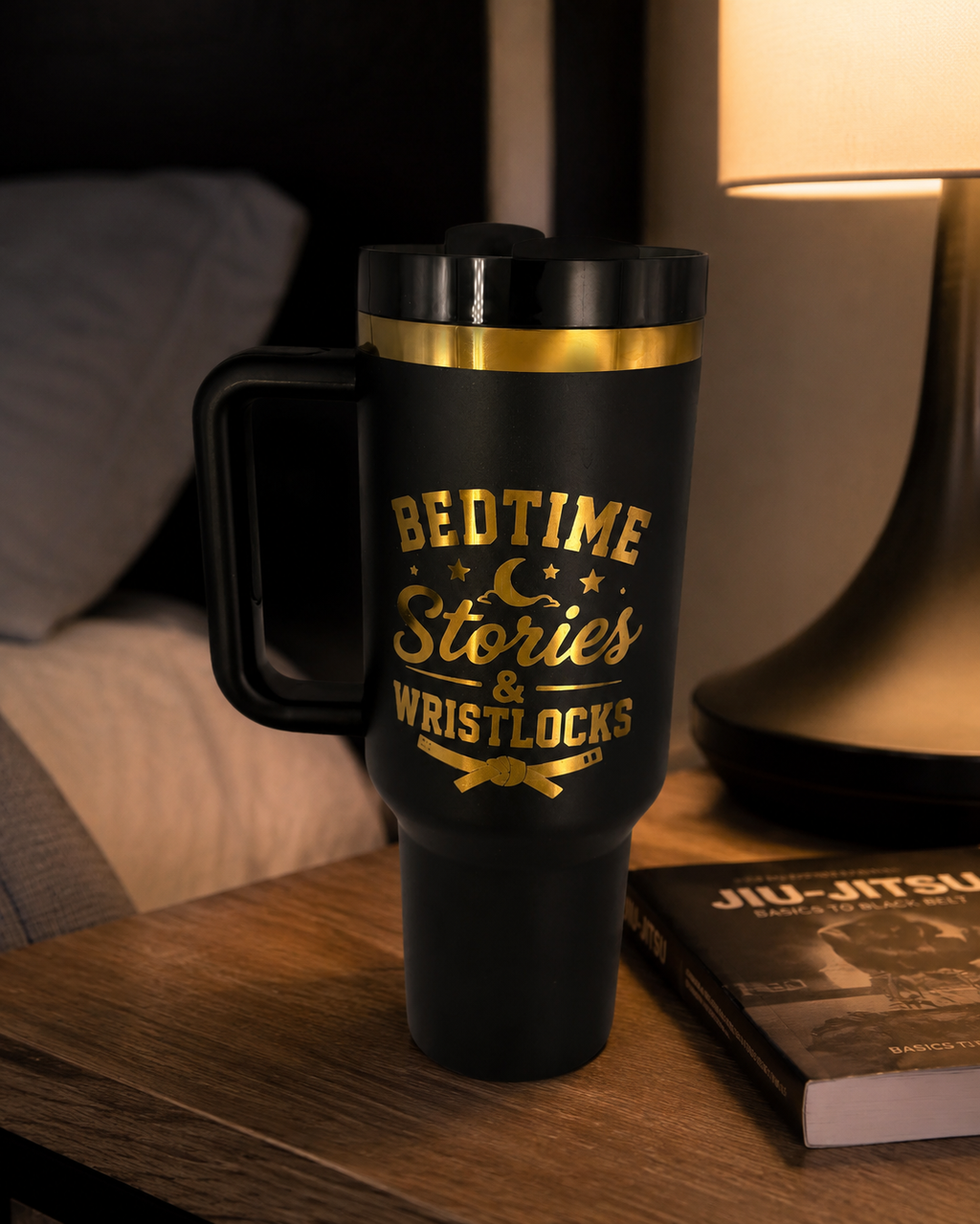 Bedtime Stories & Wristlocks Tumbler – Personalized Laser Engraved BJJ Tumbler