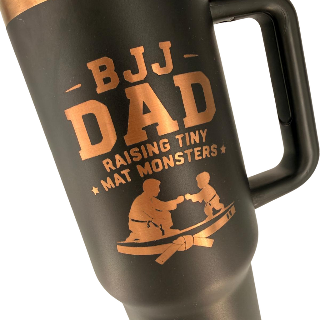 BJJ Dad - Raising Tiny Mat Monsters – Personalized Laser Engraved BJJ Tumbler