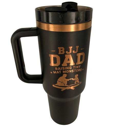 BJJ Dad - Raising Tiny Mat Monsters – Personalized Laser Engraved BJJ Tumbler