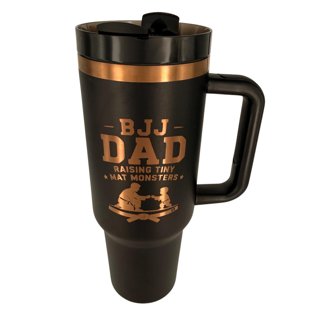 BJJ Dad - Raising Tiny Mat Monsters – Personalized Laser Engraved BJJ Tumbler