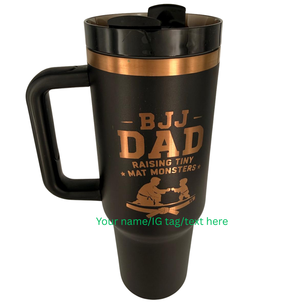 BJJ Dad - Raising Tiny Mat Monsters – Personalized Laser Engraved BJJ Tumbler