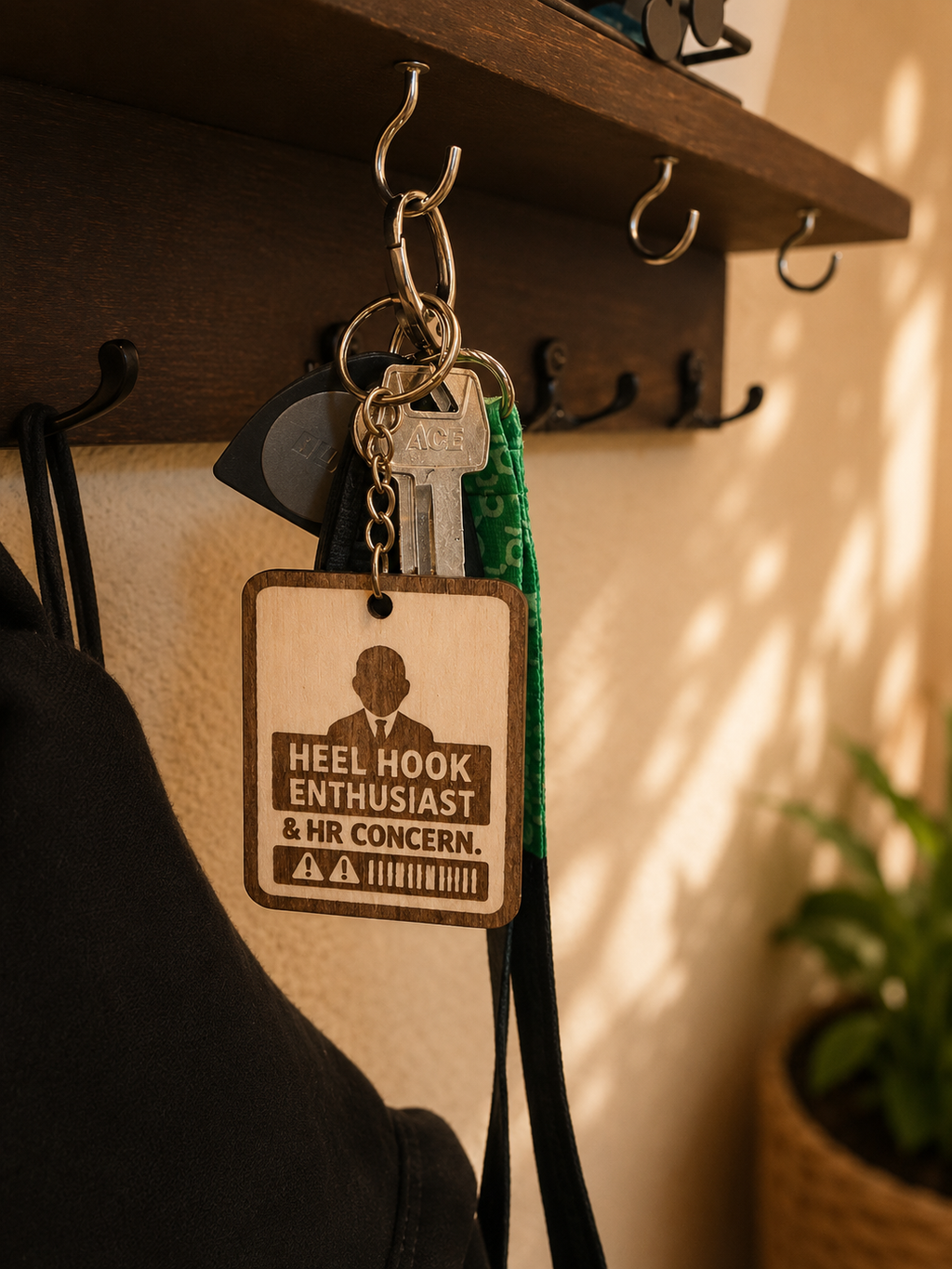 Heel Hook Enthusiast & HR Concern – Personalized Laser Engraved Jiu Jitsu Keychain | Durable, Lightweight, Gift for Grapplers