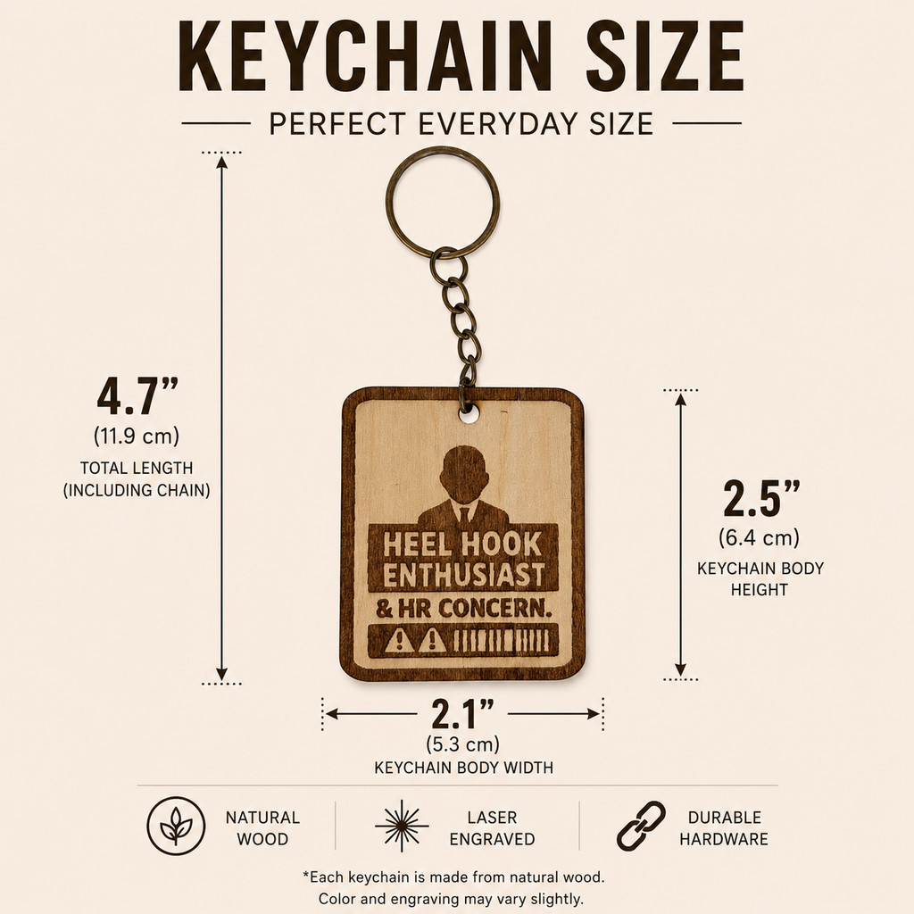 Heel Hook Enthusiast & HR Concern – Personalized Laser Engraved Jiu Jitsu Keychain | Durable, Lightweight, Gift for Grapplers