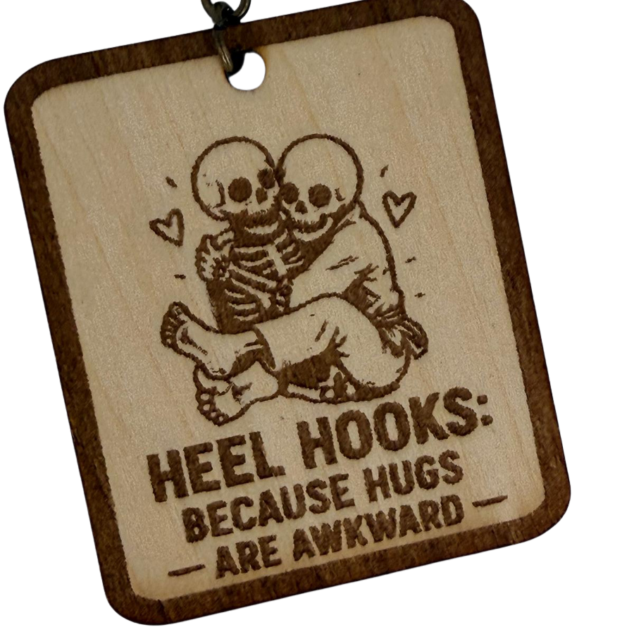 Heel hooks Because hugs are awkward – Personalized Laser Engraved Jiu Jitsu Keychain | Durable, Lightweight, Gift for Grapplers