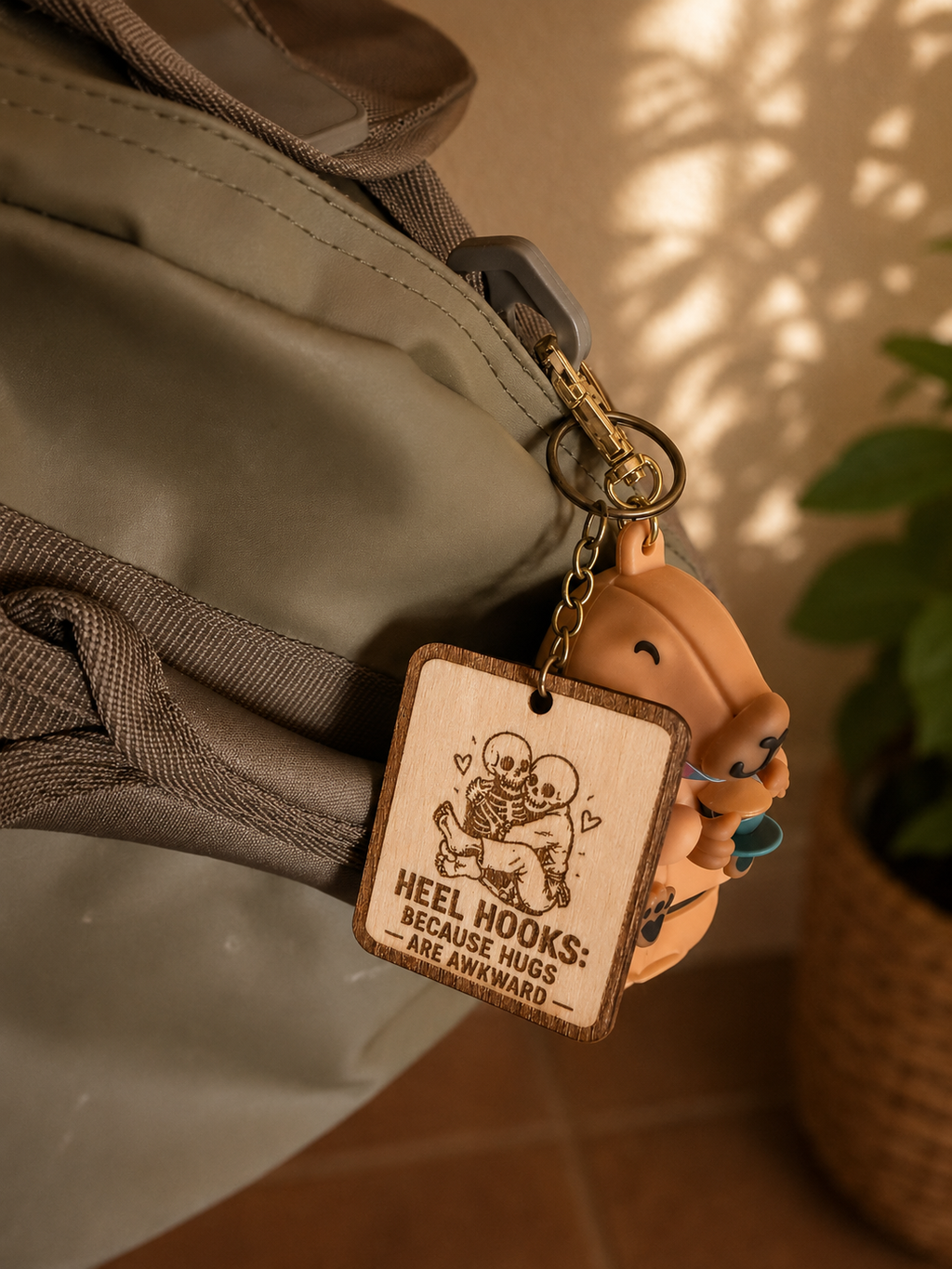 Heel hooks Because hugs are awkward – Personalized Laser Engraved Jiu Jitsu Keychain | Durable, Lightweight, Gift for Grapplers