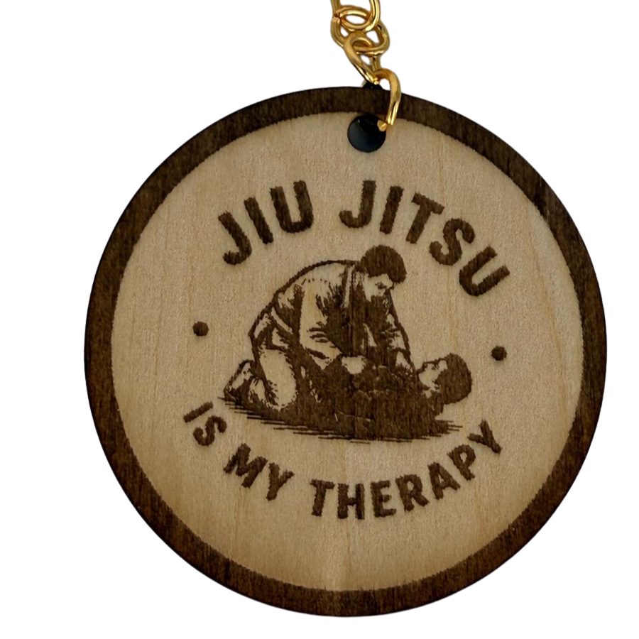 Jiu Jitsu Is My Therapy Keychain Male Edition – Personalized Laser Engraved Jiu Jitsu Keychain | Durable, Lightweight, Gift for Grapplers