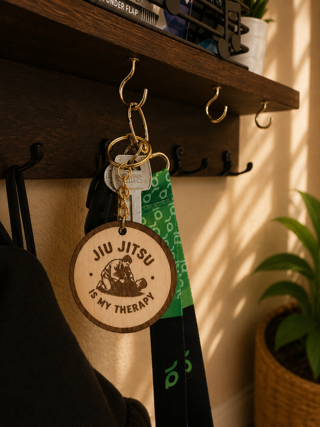 Jiu Jitsu Is My Therapy Keychain Male Edition – Personalized Laser Engraved Jiu Jitsu Keychain | Durable, Lightweight, Gift for Grapplers