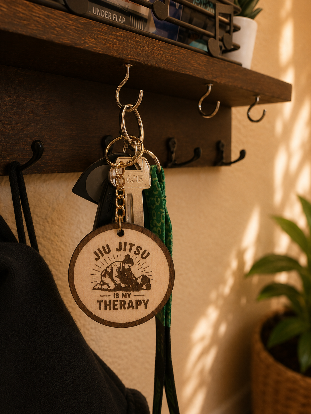 Jiu Jitsu Is My Therapy Keychain Female Edition – Personalized Laser Engraved Jiu Jitsu Keychain | Durable, Lightweight, Gift for Grapplers