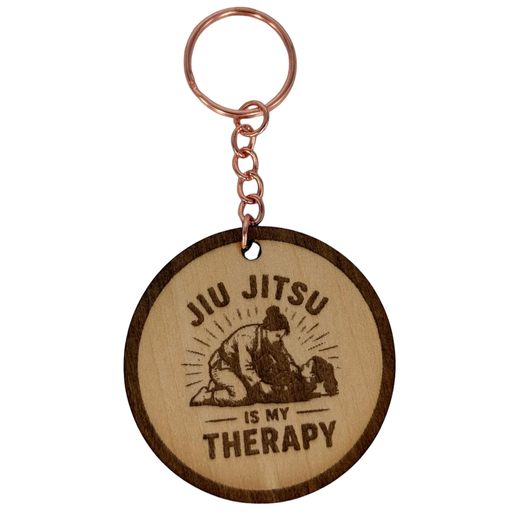 Jiu Jitsu Is My Therapy Keychain Female Edition – Personalized Laser Engraved Jiu Jitsu Keychain | Durable, Lightweight, Gift for Grapplers