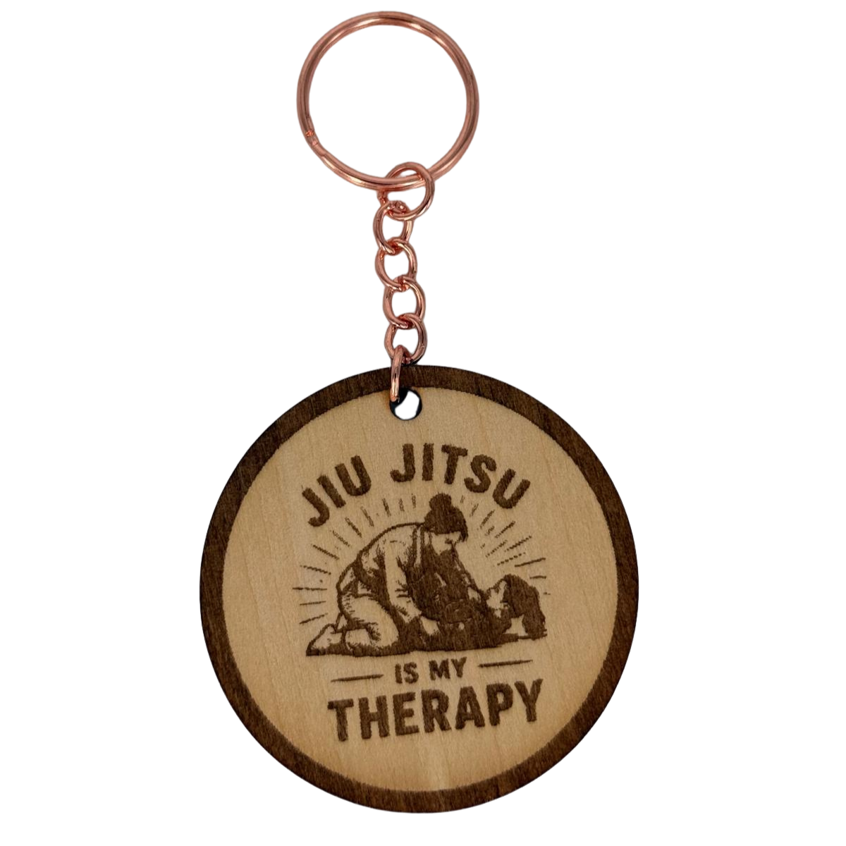 Jiu Jitsu Is My Therapy Keychain Female Edition – Personalized Laser Engraved Jiu Jitsu Keychain | Durable, Lightweight, Gift for Grapplers