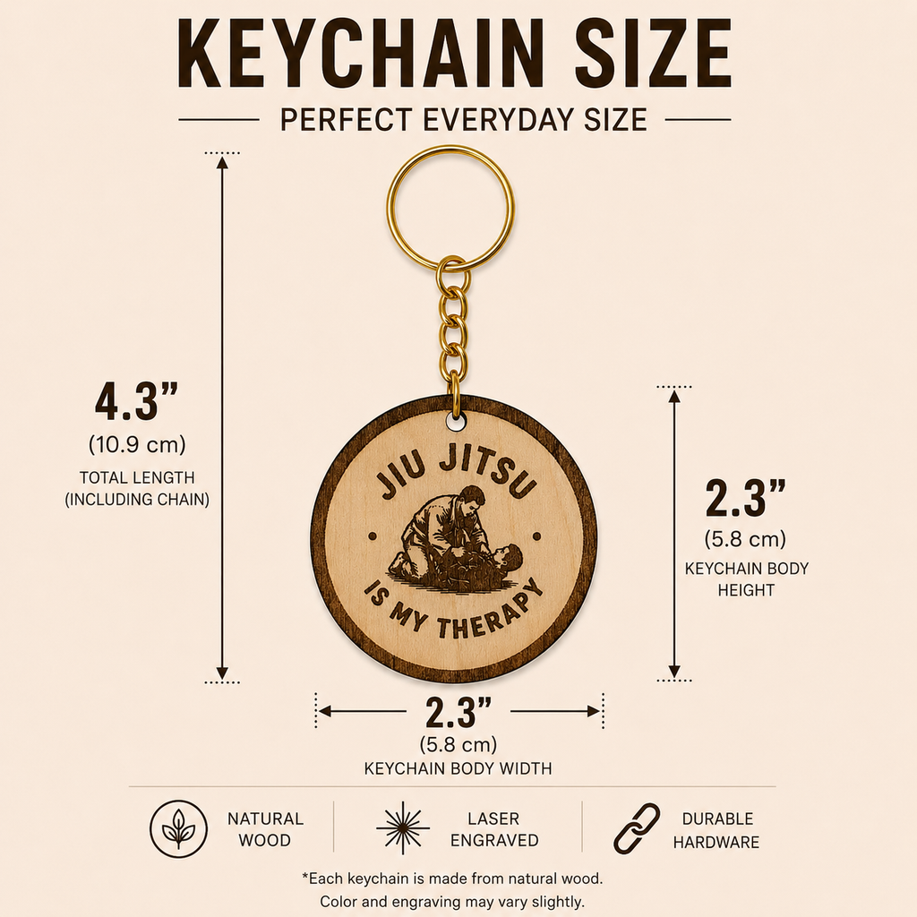 Jiu Jitsu Is My Therapy Keychain Male Edition – Personalized Laser Engraved Jiu Jitsu Keychain | Durable, Lightweight, Gift for Grapplers