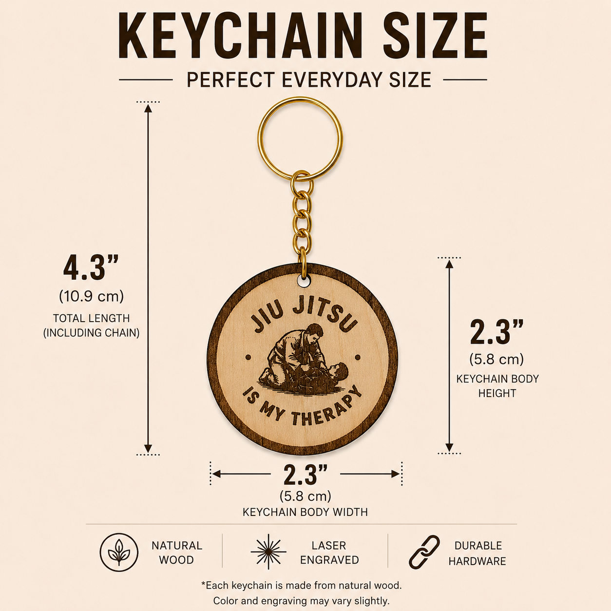 Jiu Jitsu Is My Therapy Keychain Male Edition – Personalized Laser Engraved Jiu Jitsu Keychain | Durable, Lightweight, Gift for Grapplers