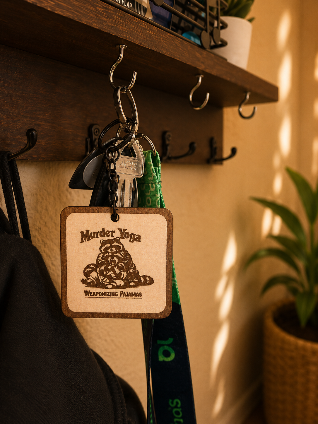 Murder Yoga - Weaponized Pajamas – Personalized Laser Engraved Jiu Jitsu Keychain | Durable, Lightweight, Gift for Grapplers