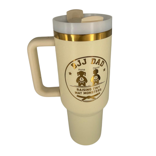 BJJ Dad - Raising Tiny Monsters – Personalized Laser Engraved BJJ Tumbler