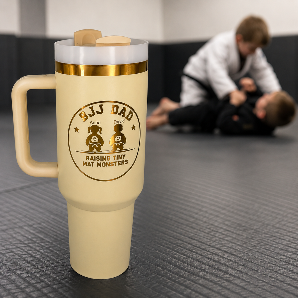 BJJ Dad - Raising Tiny Monsters – Personalized Laser Engraved BJJ Tumbler
