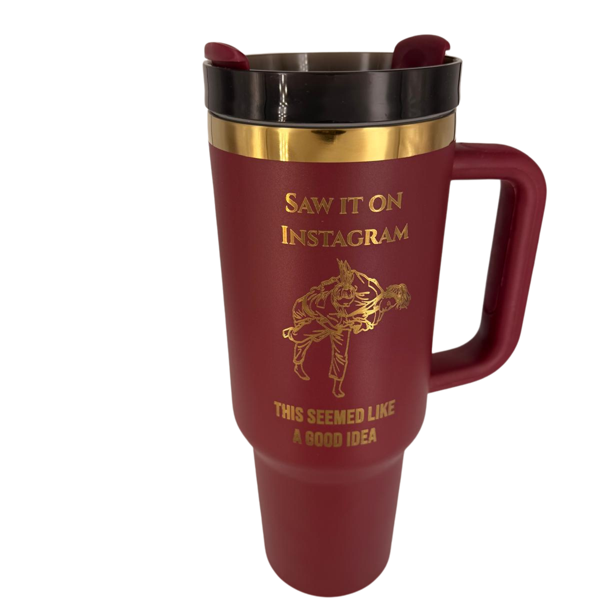 Saw it on IG this seemed like a good idea – Personalized Laser Engraved BJJ Tumbler