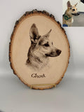 Personalized Pet Portrait Memorial Wood Slice Laser Engraved