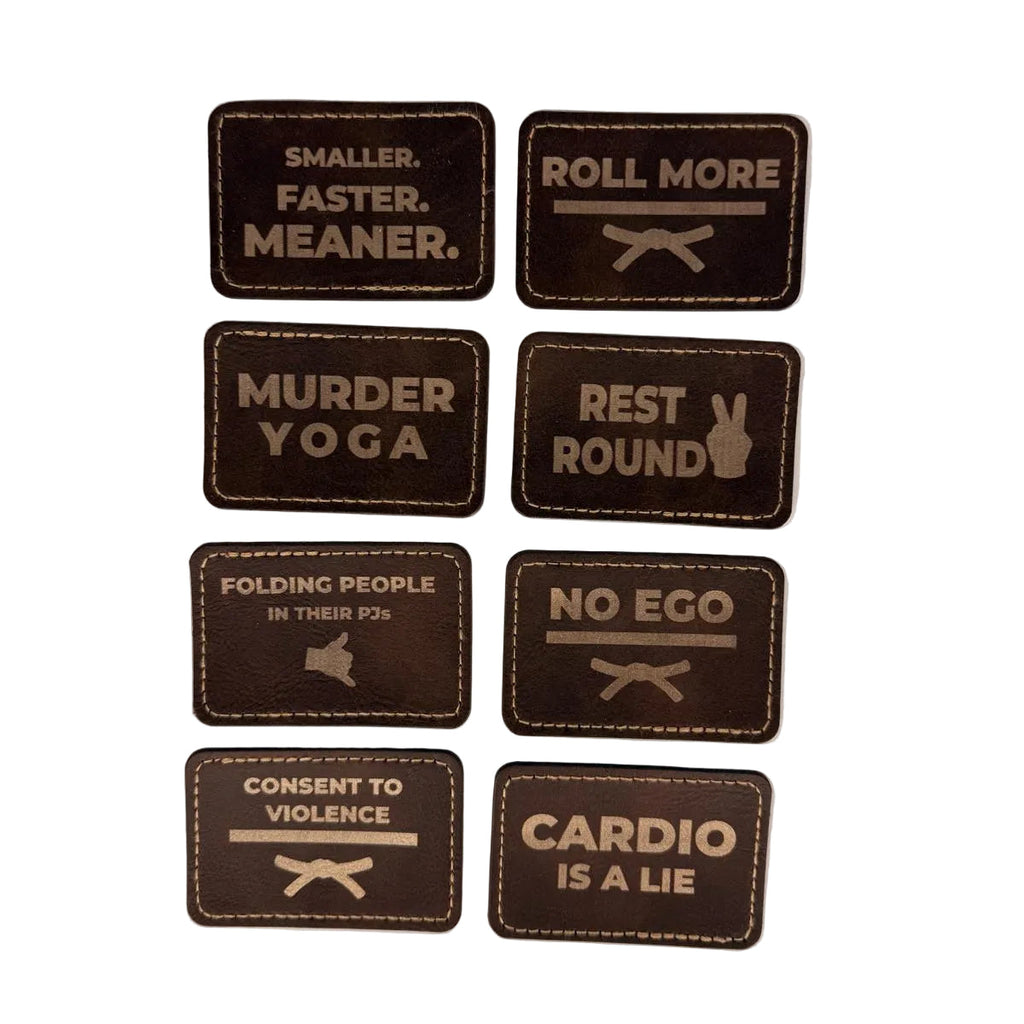 Funny BJJ Leatherette Patches – Iron-On Jiu Jitsu Patches for Hats & Clothing