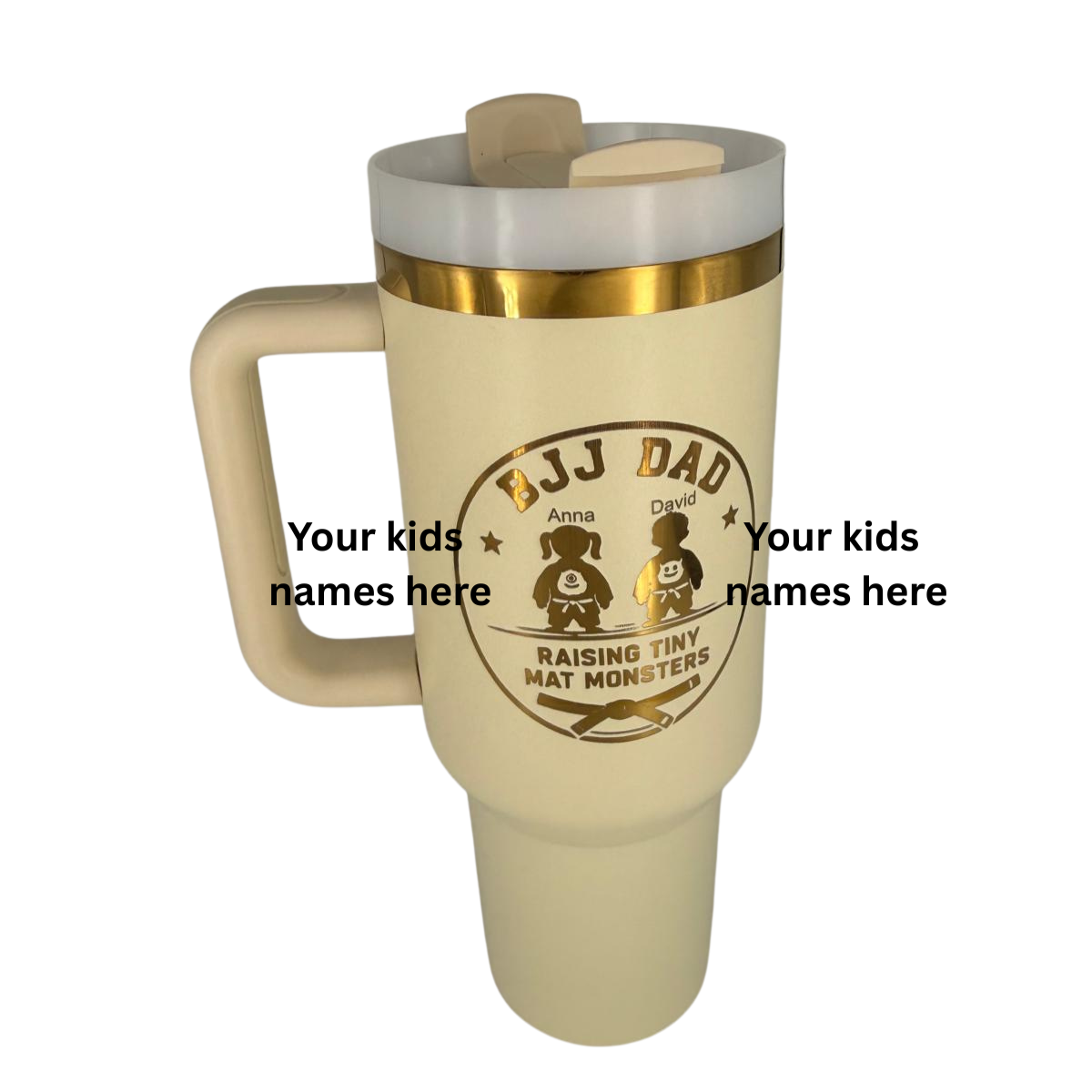 BJJ Dad - Raising Tiny Monsters – Personalized Laser Engraved BJJ Tumbler