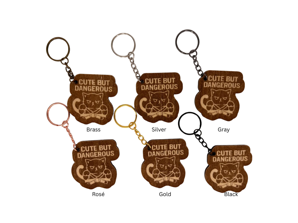 Cute but Dangerous – Personalized Laser Engraved Jiu Jitsu Keychain | Durable, Lightweight, Gift for Grapplers