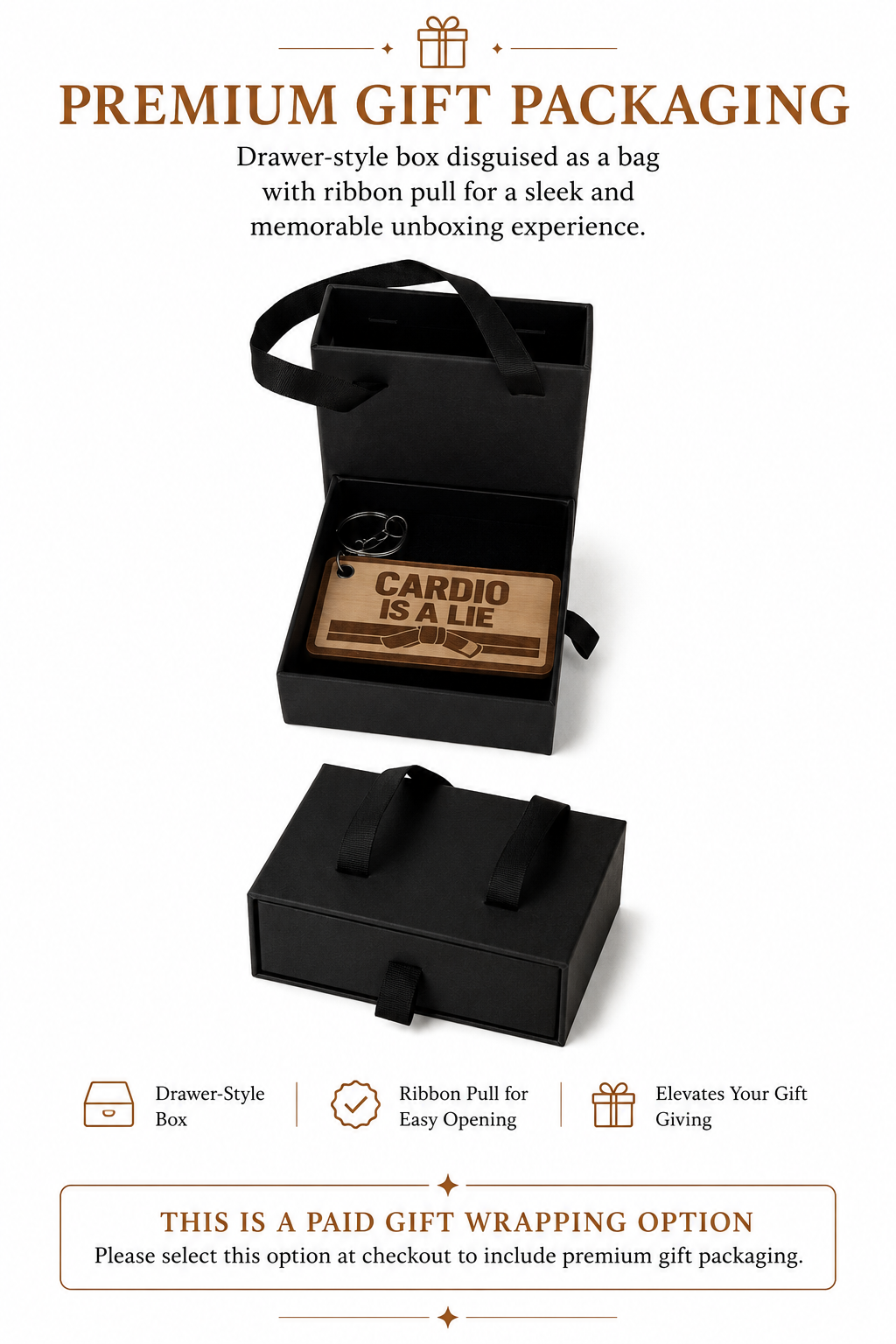Cardio Is A Lie – Personalized Laser Engraved Jiu Jitsu Keychain | Durable, Lightweight, Gift for Grapplers