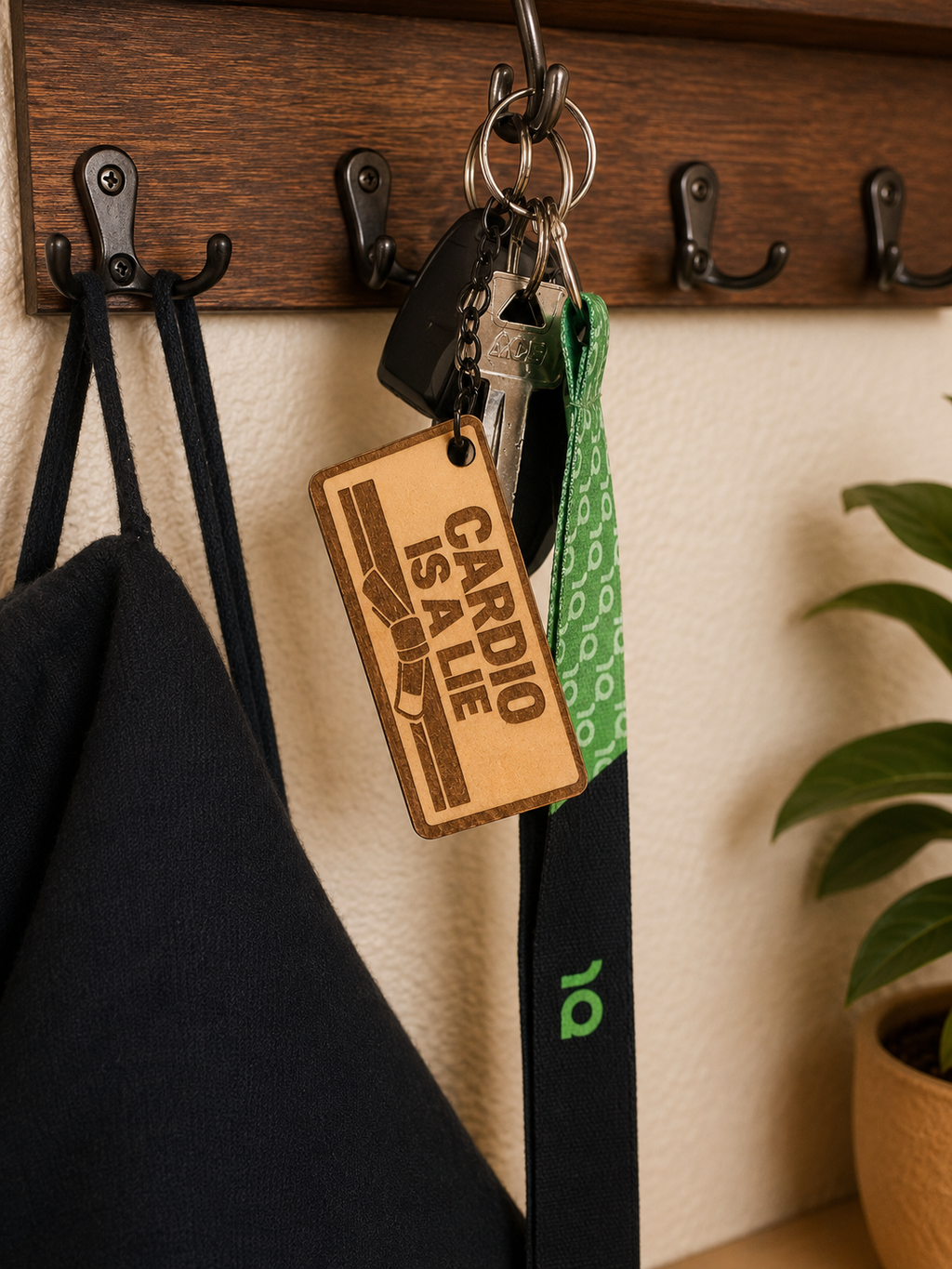 Cardio Is A Lie – Personalized Laser Engraved Jiu Jitsu Keychain | Durable, Lightweight, Gift for Grapplers