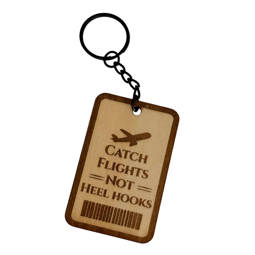 Catch Flights Not Heel Hooks Plane Design – Personalized Laser Engraved Jiu Jitsu Keychain | Durable, Lightweight, Gift for Grapplers