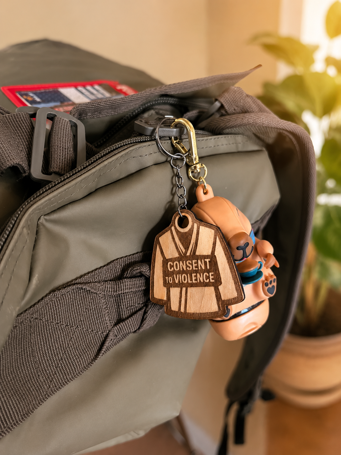 Consent to Violence   – Personalized Laser Engraved Jiu Jitsu Keychain | Durable, Lightweight, Gift for Grapplers