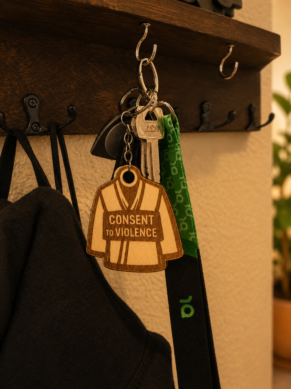 Consent to Violence   – Personalized Laser Engraved Jiu Jitsu Keychain | Durable, Lightweight, Gift for Grapplers