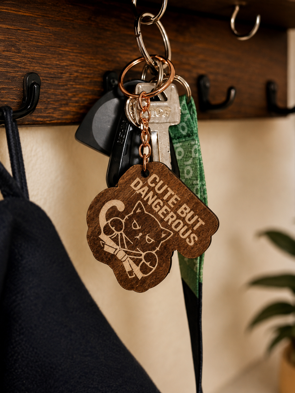 Cute but Dangerous – Personalized Laser Engraved Jiu Jitsu Keychain | Durable, Lightweight, Gift for Grapplers