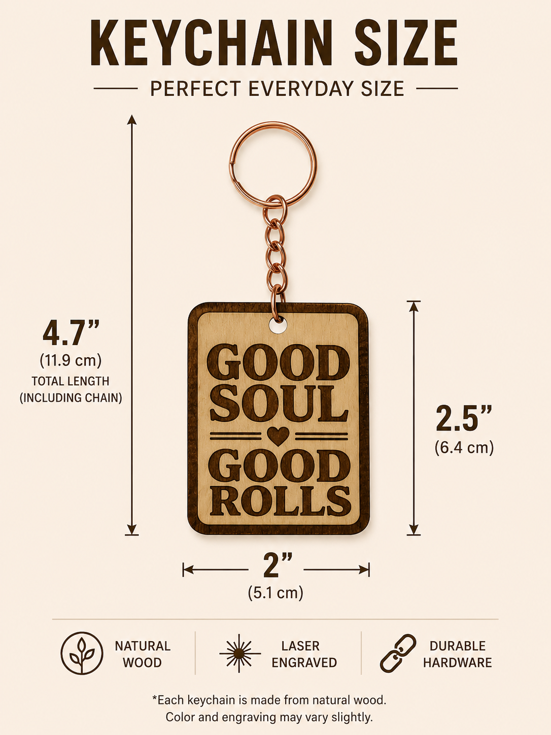 Good Soul Good Rolls Keychain – Personalized Laser Engraved Jiu Jitsu Keychain | Durable, Lightweight, Gift for Grapplers