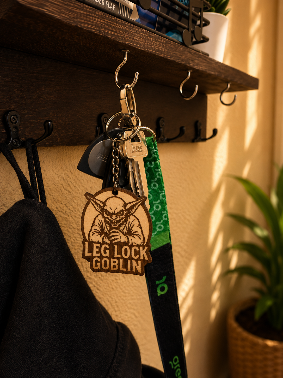Leg lock goblin – Personalized Laser Engraved Jiu Jitsu Keychain | Durable, Lightweight, Gift for Grapplers