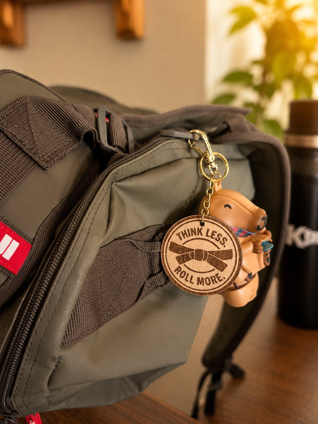 Think Less. Roll More. – Personalized Laser Engraved Jiu Jitsu Keychain | Durable, Lightweight, Gift for Grapplers