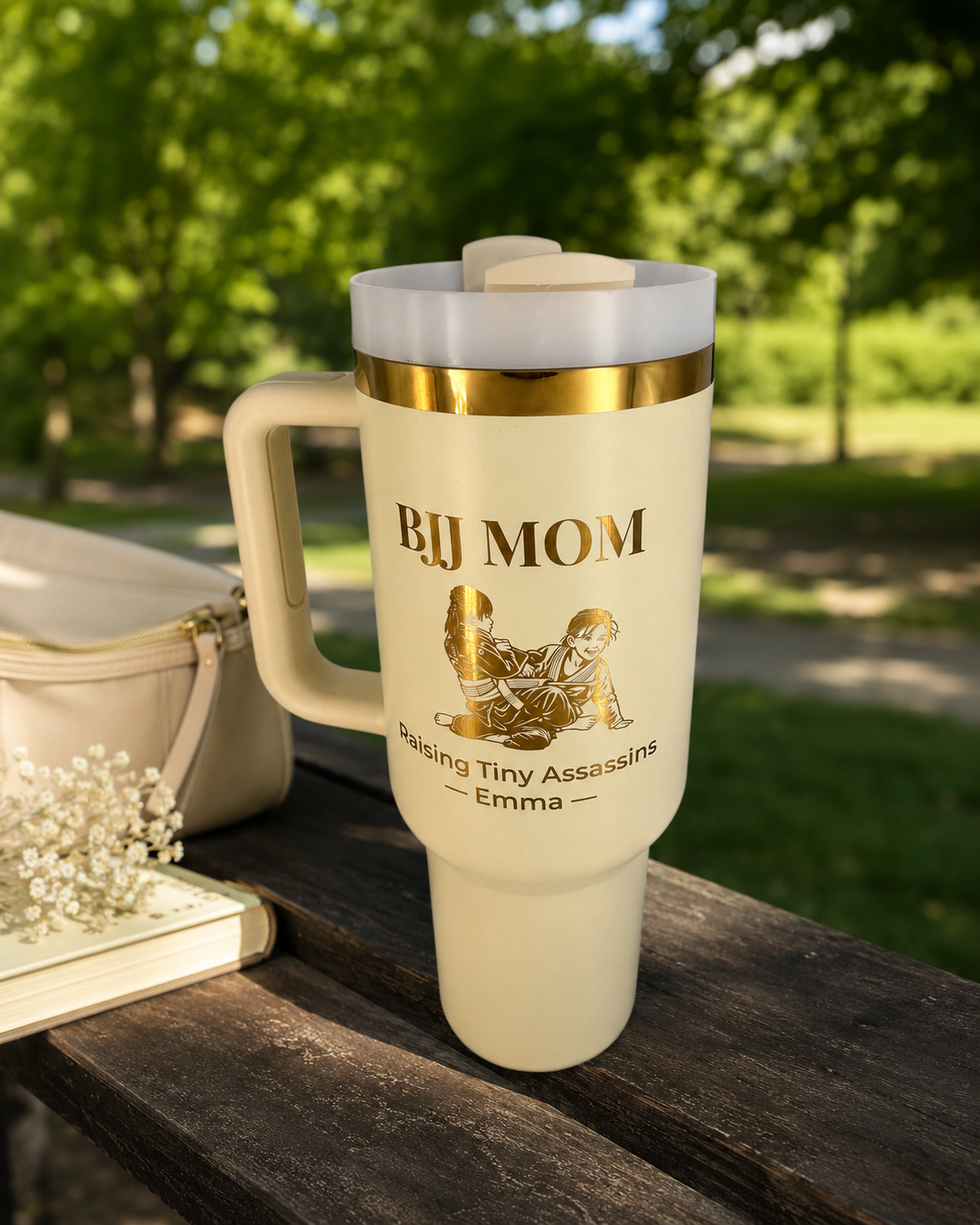 Personalized BJJ Mom Tumbler | Custom Kids Photo Engraved Tumbler – Personalized Laser Engraved BJJ Tumbler