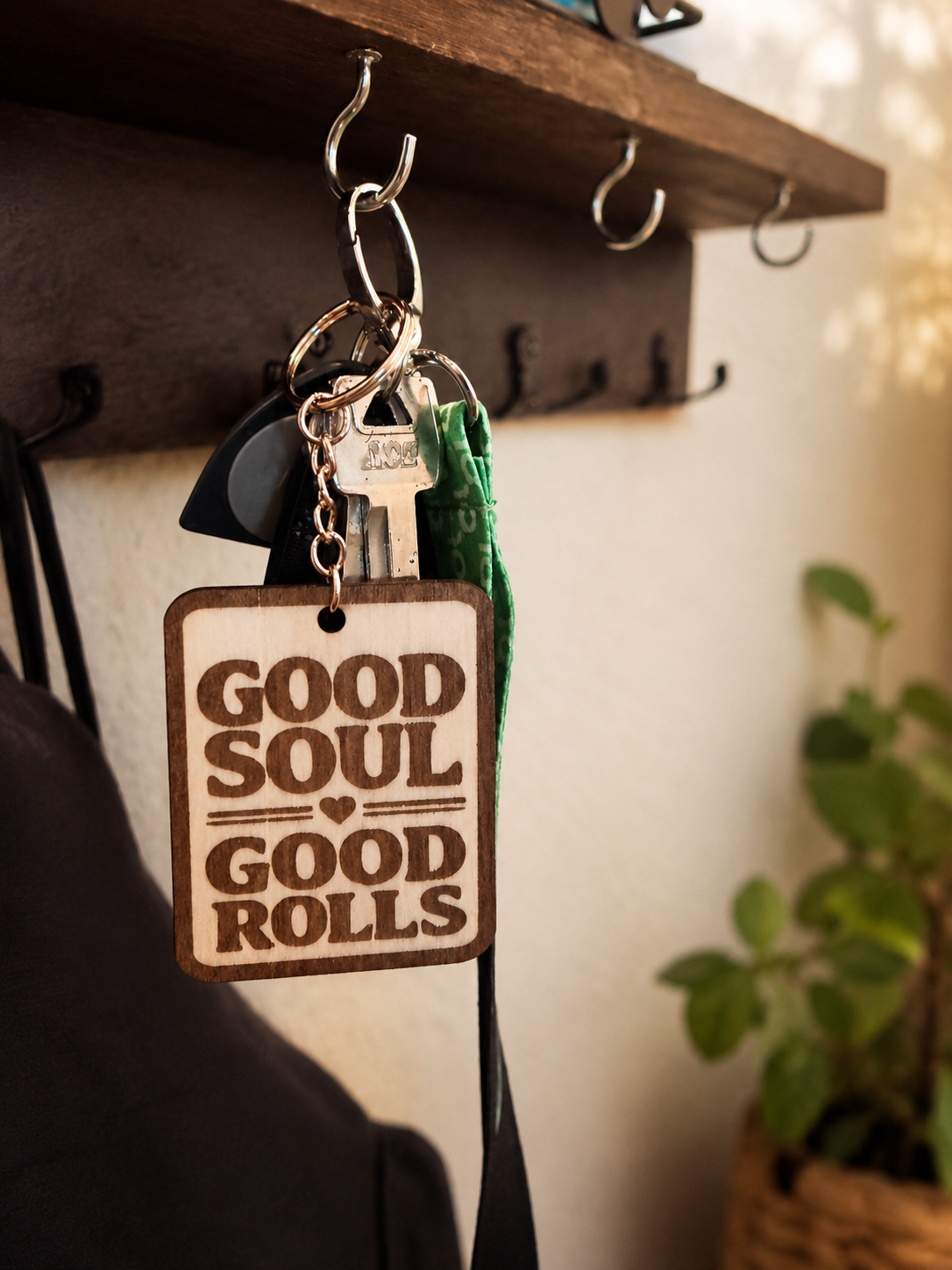 Good Soul Good Rolls Keychain – Personalized Laser Engraved Jiu Jitsu Keychain | Durable, Lightweight, Gift for Grapplers