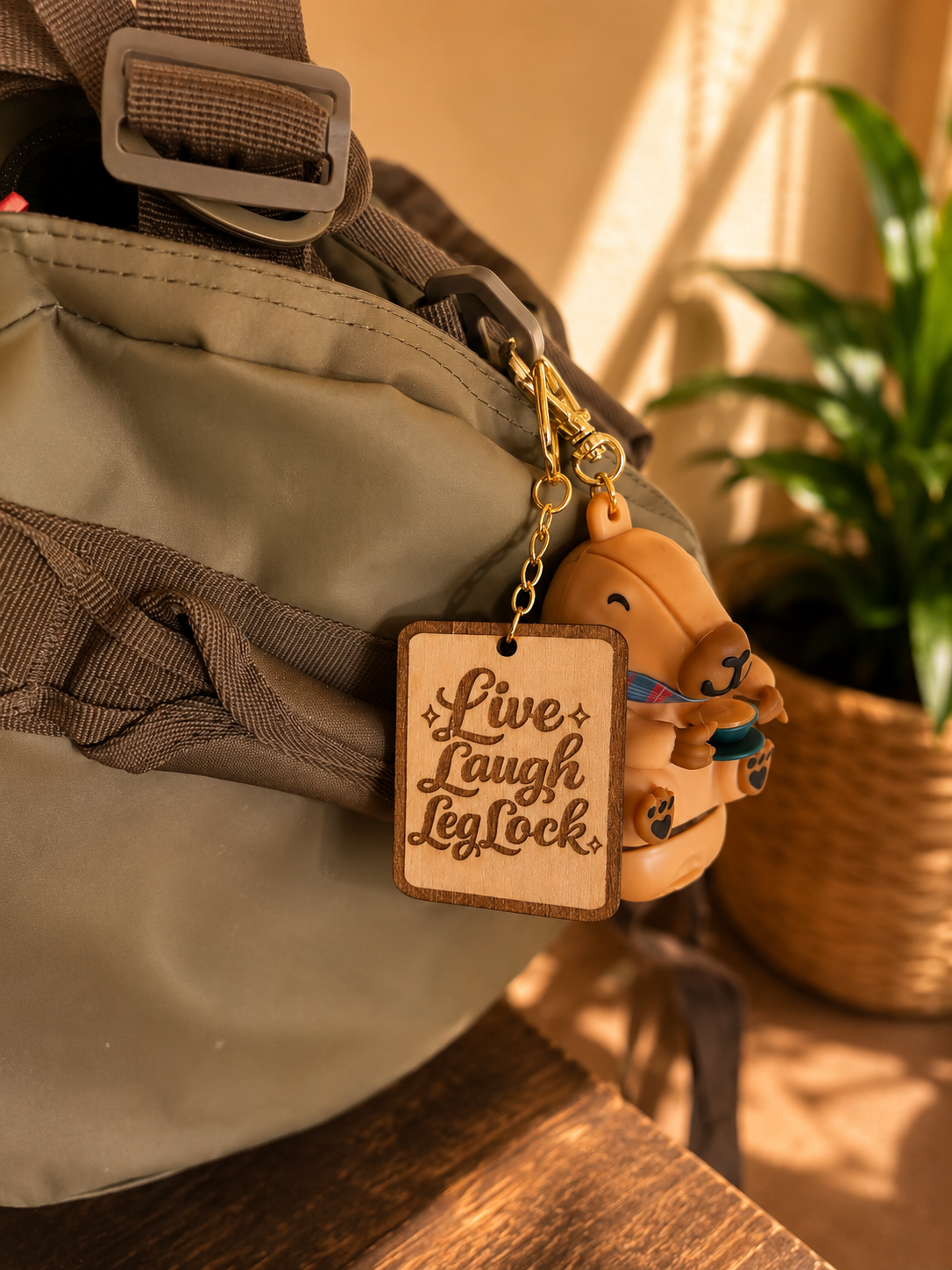 Live Laugh Leg Lock  – Personalized Laser Engraved Jiu Jitsu Keychain | Durable, Lightweight, Gift for Grapplers