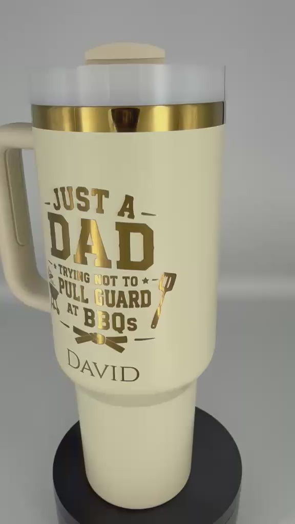 BJJ Dad - Not trying to pull guard – Personalized Laser Engraved BJJ Tumbler