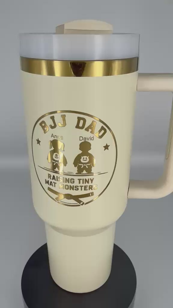 BJJ Dad - Raising Tiny Monsters – Personalized Laser Engraved BJJ Tumbler