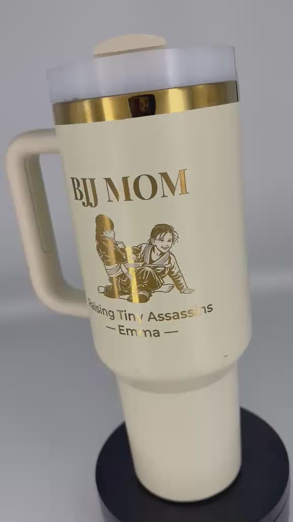 Personalized BJJ Mom Tumbler | Custom Kids Photo Engraved Tumbler – Personalized Laser Engraved BJJ Tumbler