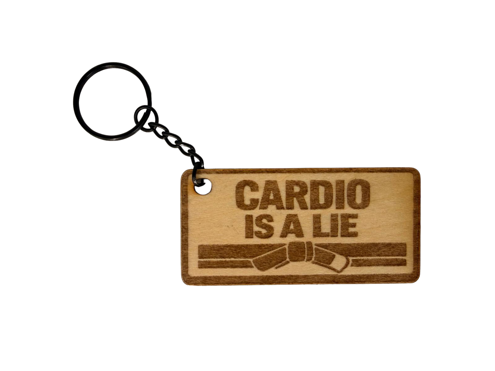 Cardio Is A Lie – Personalized Laser Engraved Jiu Jitsu Keychain | Durable, Lightweight, Gift for Grapplers