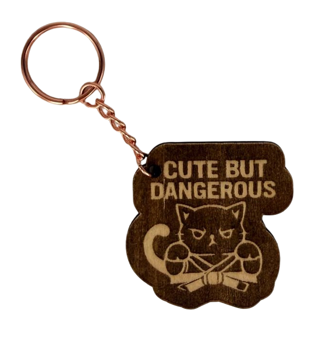 Cute but Dangerous – Personalized Laser Engraved Jiu Jitsu Keychain | Durable, Lightweight, Gift for Grapplers